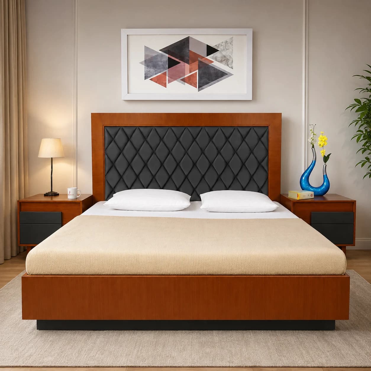 Regal King size bed with Mattress and Side Tables