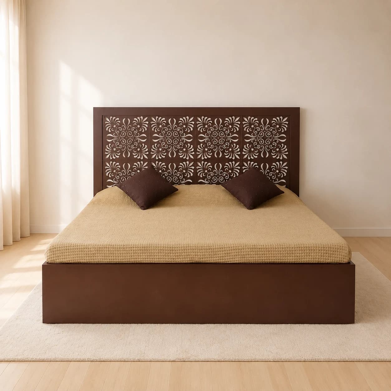 Listra King Size Bed with Mattress and Side Table