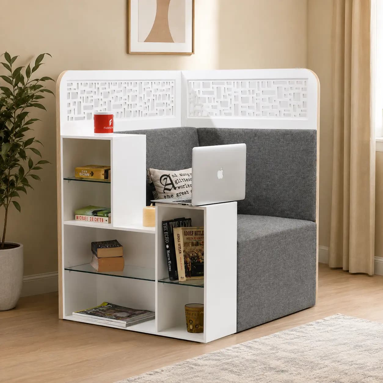 Shelfe Couch with Bookshelves