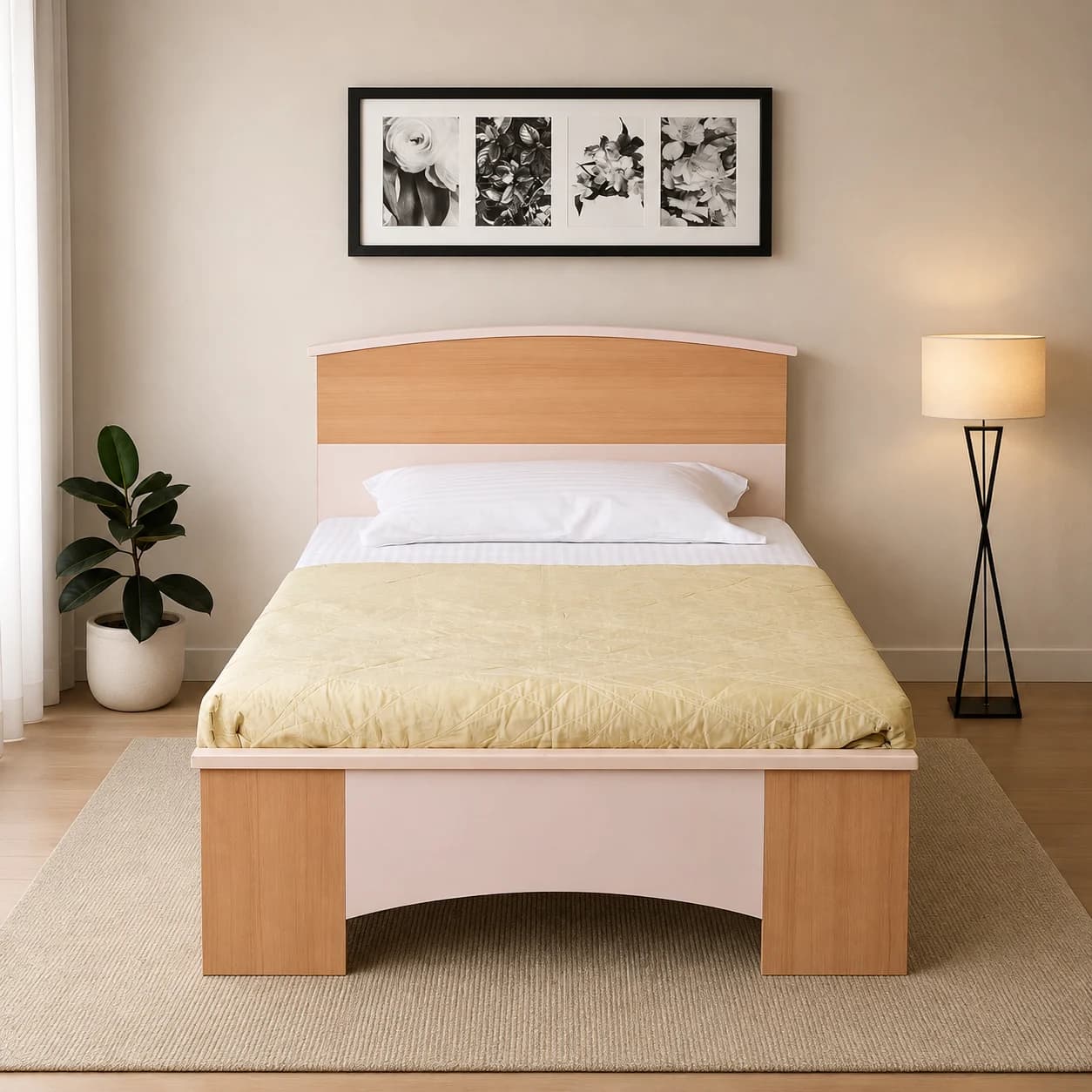Alle Single Bed With Mattress And Side Table