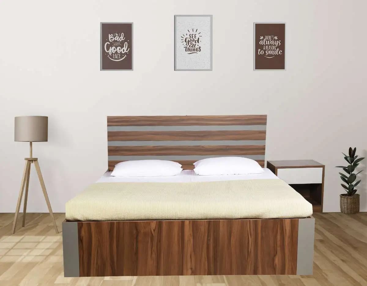 Otio Queen size Storage Bed with Mattress and Side Table