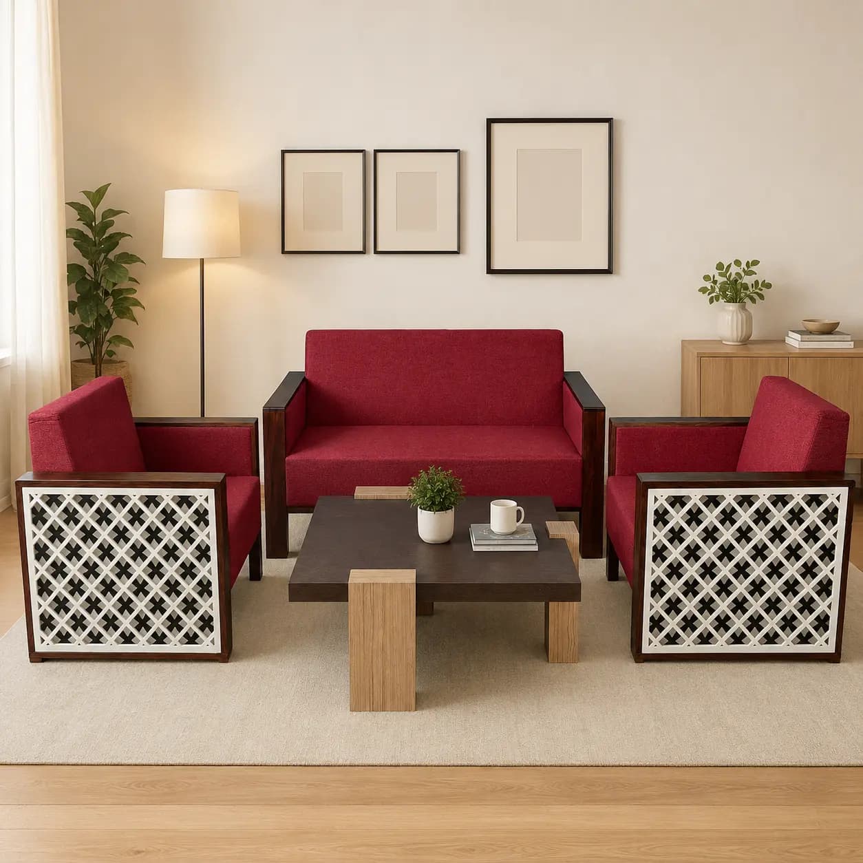 Stellar 2+1+1 Sofa Set (Maroon)