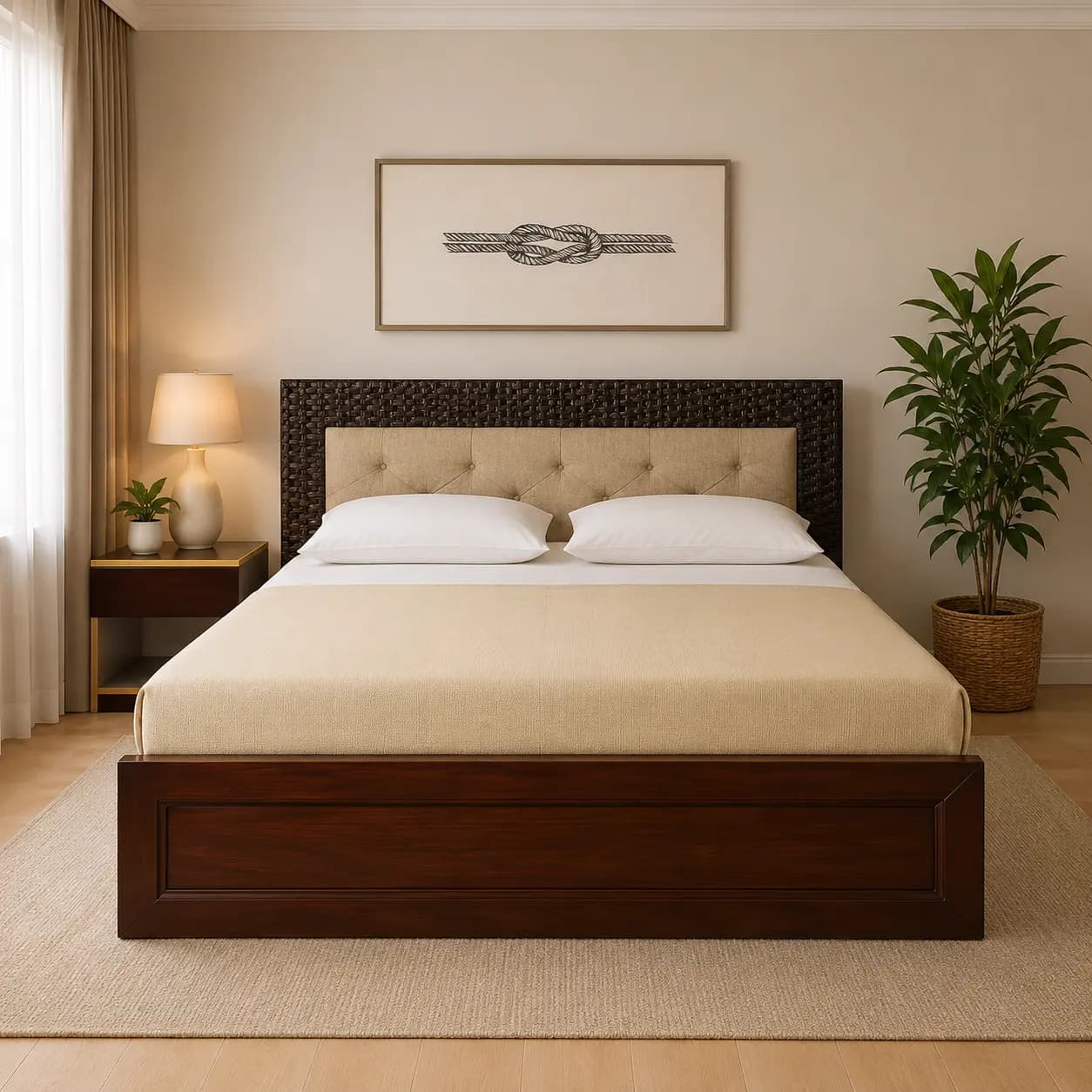Onyx King size Double bed with mattress and side table