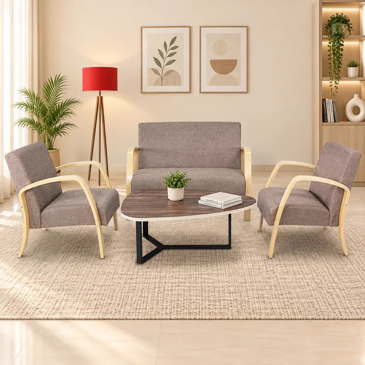 Amber Sofa Set 2+1+1 (Beige)