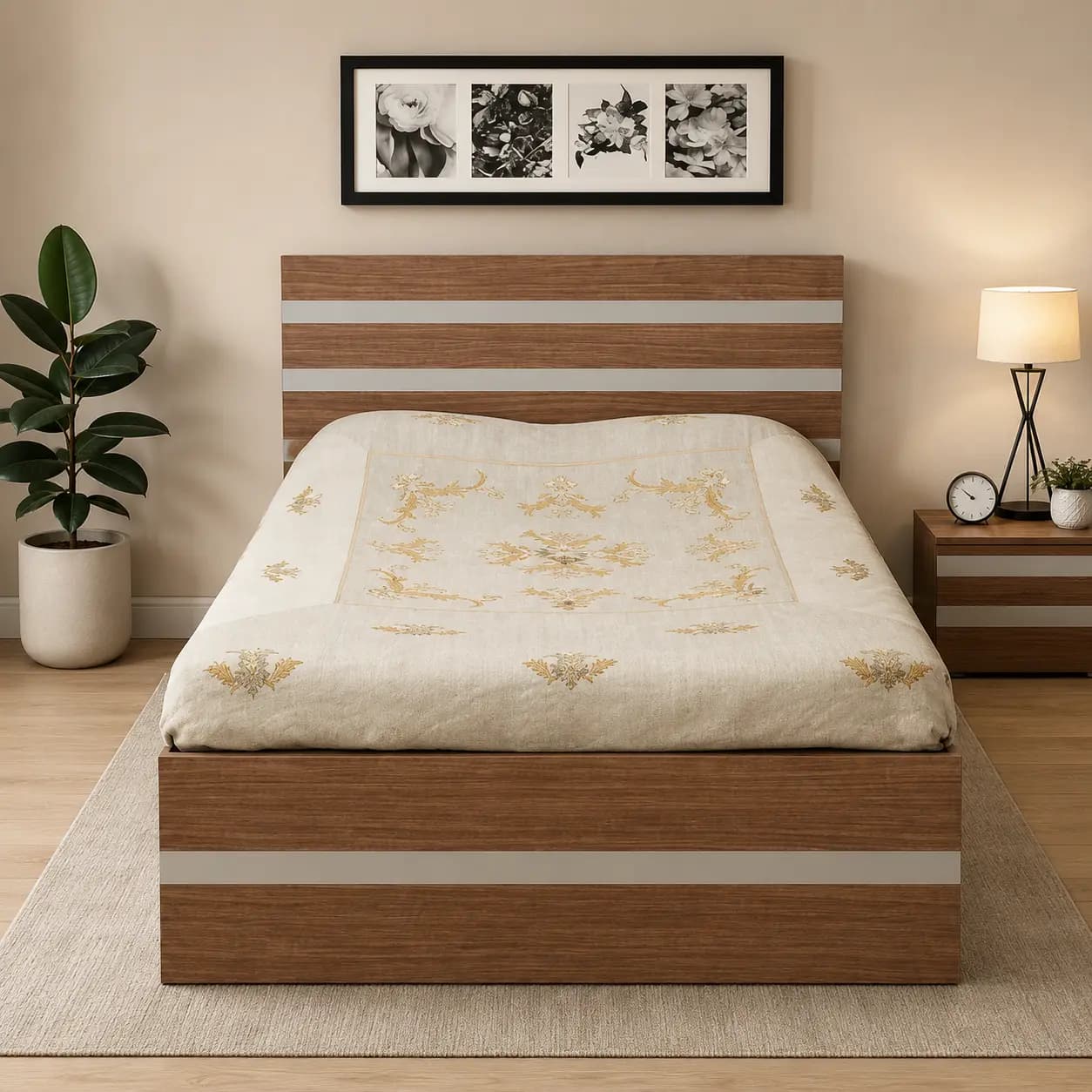 Otio Single Bed with Mattress and Side Table