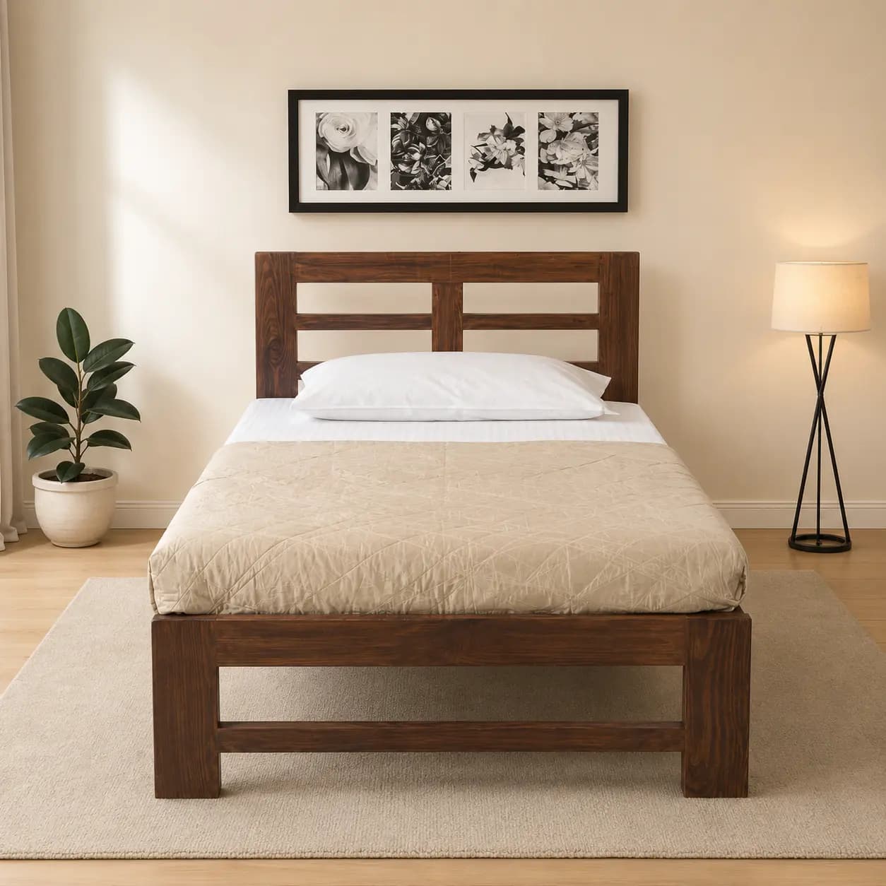 Casse Single Bed With Mattress And Side Table